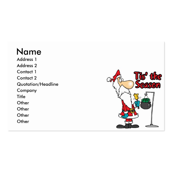 tis the season to be giving donation santa toon business card