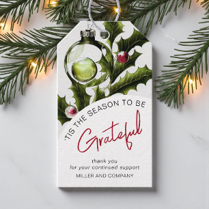 'Tis The Season To Be Grateful Corporate Christmas Gift Tags