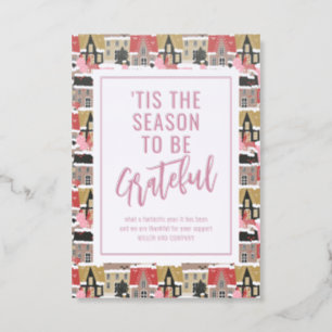'Tis The Season To Be Grateful Corporate Christmas Letterpress Photo Cards