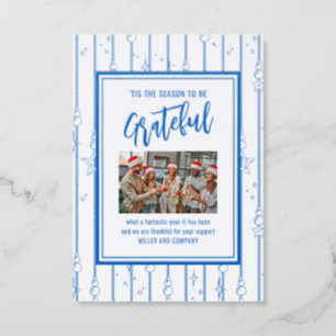 'Tis The Season To Be Grateful Corporate Christmas Letterpress Photo Cards
