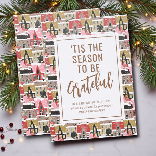 'Tis The Season To Be Grateful Corporate Christmas Letterpress Photo Cards