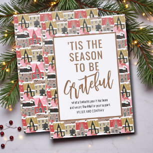 Tis the Season to Be Grateful Corporate Christmas Letterpress Photo Cards