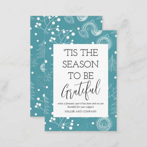 Tis The Season To Be Grateful Corporate Christmas Note Card