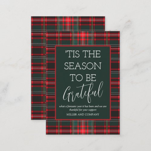 Tis The Season To Be Grateful Corporate Christmas Note Card