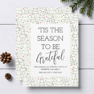 'Tis The Season To Be Grateful Corporate Christmas Note Card