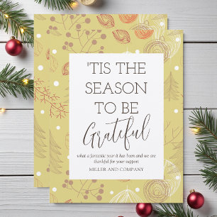 'Tis The Season To Be Grateful Corporate Christmas Note Card