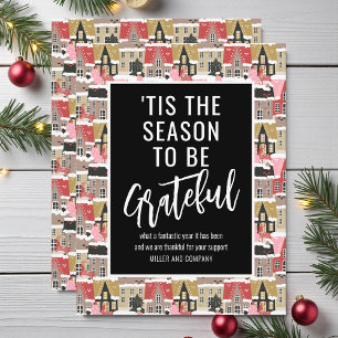 'Tis The Season To Be Grateful Corporate Christmas Note Card