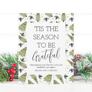 'Tis The Season To Be Grateful Corporate Christmas Note Card