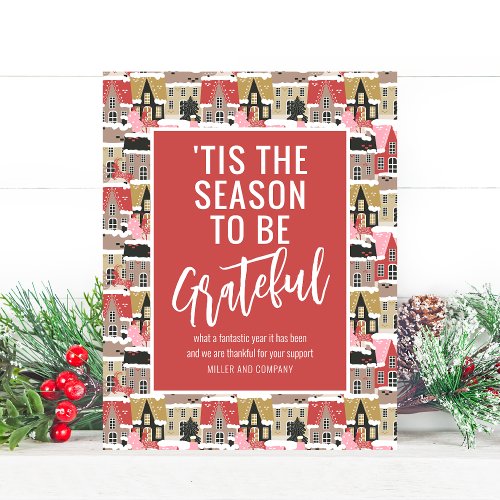 Tis The Season To Be Grateful Corporate Christmas Note Card