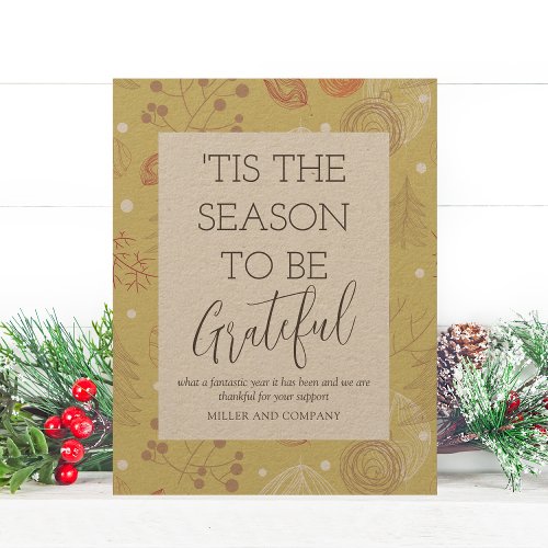 Tis The Season To Be Grateful Corporate Christmas Note Card