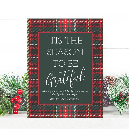 Tis The Season To Be Grateful Corporate Christmas Note Card