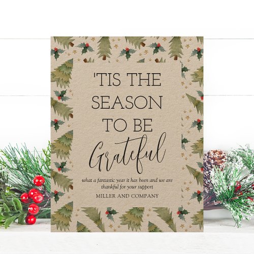Tis The Season To Be Grateful Corporate Christmas Note Card