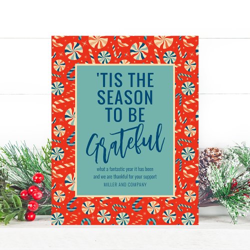 Tis The Season To Be Grateful Corporate Christmas Note Card