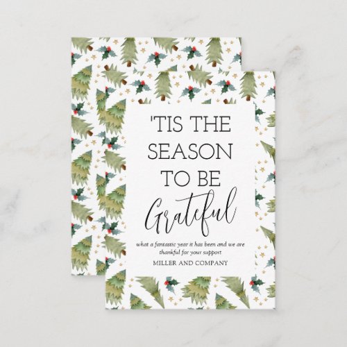 Tis The Season To Be Grateful Corporate Christmas Note Card