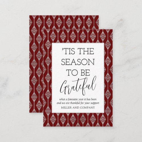 Tis The Season To Be Grateful Corporate Holiday Note Card