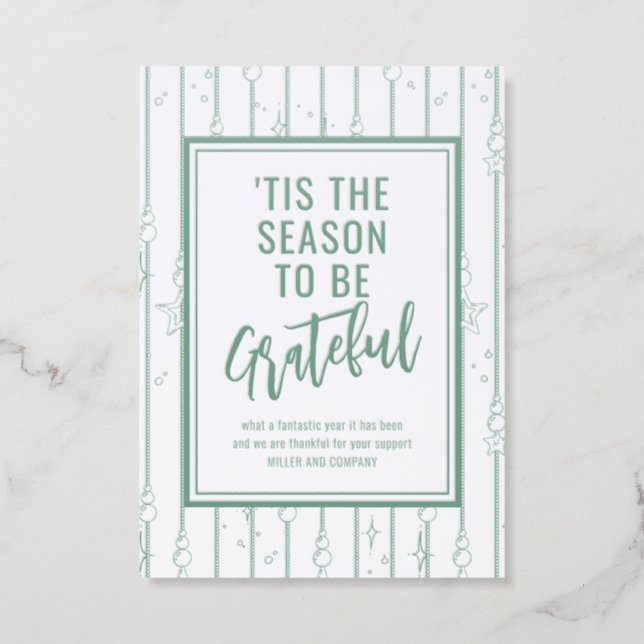 'Tis The Season To Be Grateful Corporate  Letterpress Photo Cards (Front)