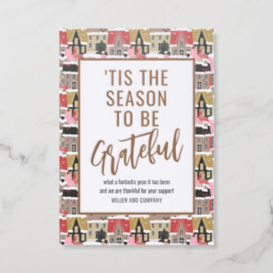 'Tis The Season To Be Grateful Corporate Winter Letterpress Photo Cards