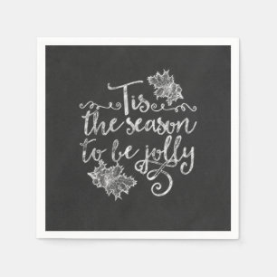 Tis the Season to be Jolly Chalkboard Holiday Napkins