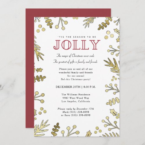 Tis the Season to Be Jolly Christmas Party Invite