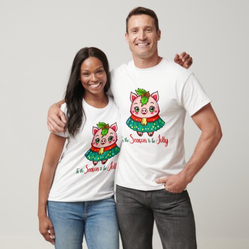 Tis the season to be jolly Christmas Pig T_Shirt