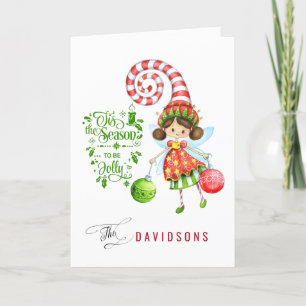 Tis The Season To Be Jolly Cute Fairy Holiday Card