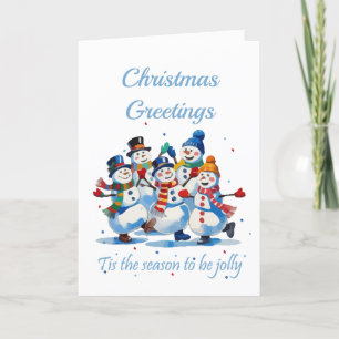 Tis the Season to be Jolly Dancing Jolly Snowmen Thank You Card
