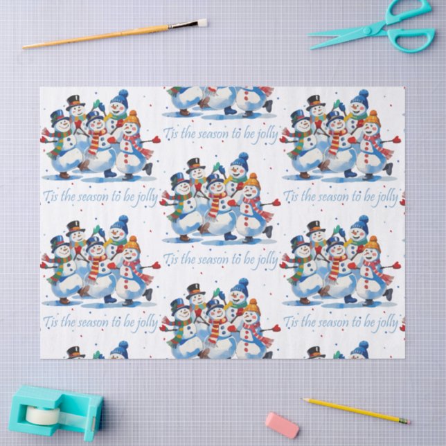 Tis the Season to be Jolly Dancing Jolly Snowmen Tissue Paper (Craft)