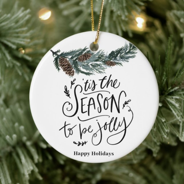 Tis The Season To Be Jolly Fun Script 4 Photo Ceramic Ornament (Creator Uploaded)