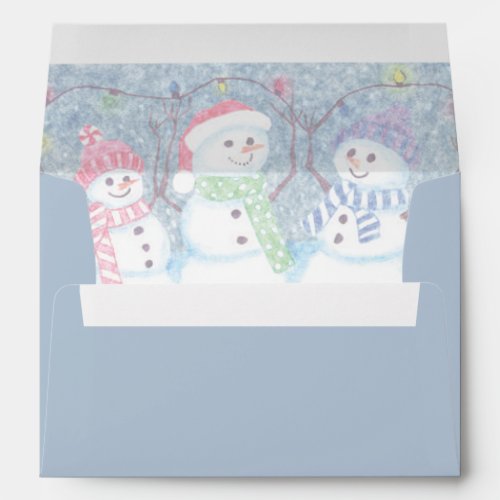 Tis The Season To Be Jolly Funny Snowmen Blue Envelope