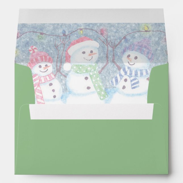 Tis The Season To Be Jolly Funny Snowmen Blue Envelope (Back (Bottom))