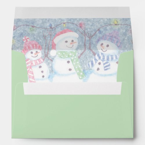 Tis The Season To Be Jolly Funny Snowmen Green Envelope