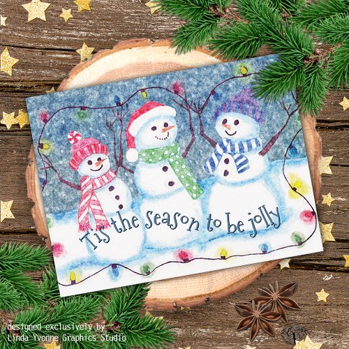 Tis The Season To Be Jolly Funny Snowmen Postcard