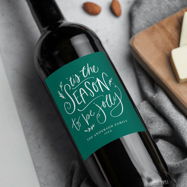 'Tis The Season to be Jolly Green Holiday Wine Label (Creator Uploaded)