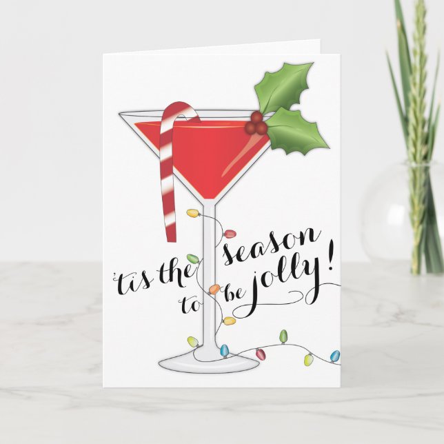 'Tis the Season to Be Jolly Holiday Cocktail Card (Front)