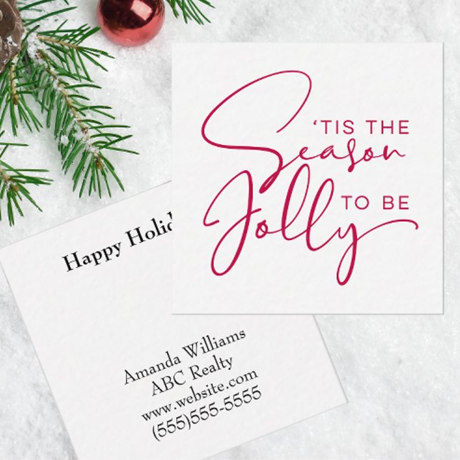 Tis The Season to Be Jolly Holiday Note Card (Personalized Christmas Notecard for Business)