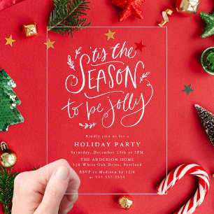 'Tis The Season to be Jolly Holiday Party Acrylic Invitations