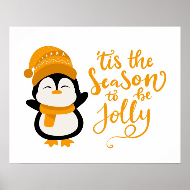 Tis The Season To Be Jolly, Penguin Christmas Poster (Front)