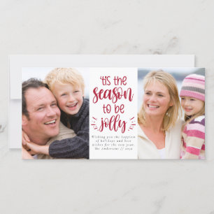 'tis the Season to Be Jolly Photo Collage Holiday  Card