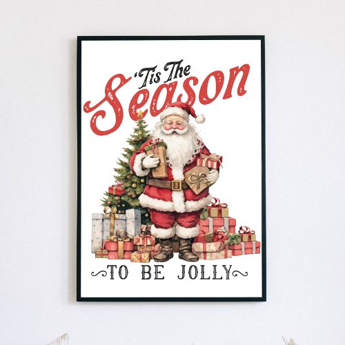 Tis the season to be jolly vintage Santa Poster