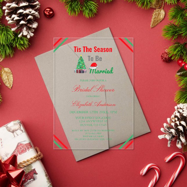 Tis The Season To Be Married Bridal Shower Acrylic Invitations (Insitu (Holiday))
