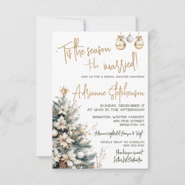 'Tis the Season to be Married!  Bridal Shower Invitation (Front)