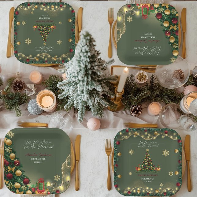 Tis the Season to be Married Bridal Shower  Paper Plates (Creator Uploaded)