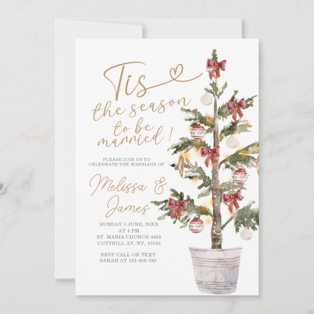 Tis the Season to Be Married Christmas Wedding Invitation (Front)