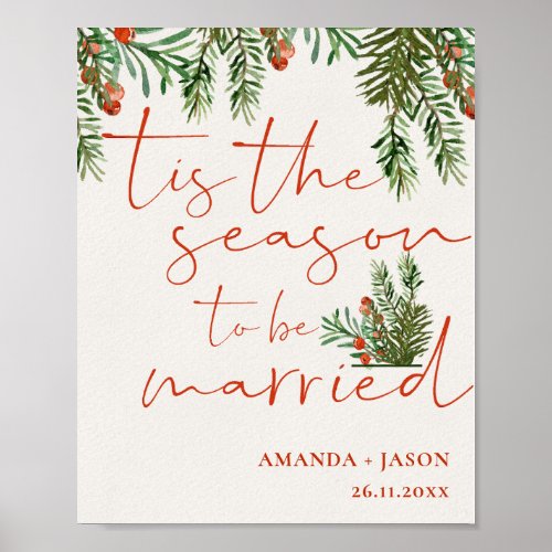 Tis the Season to be Married Christmas  Wedding Poster