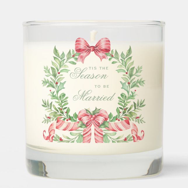 Tis the Season to Be Married Christmas Wreath Scented Candle (Front)