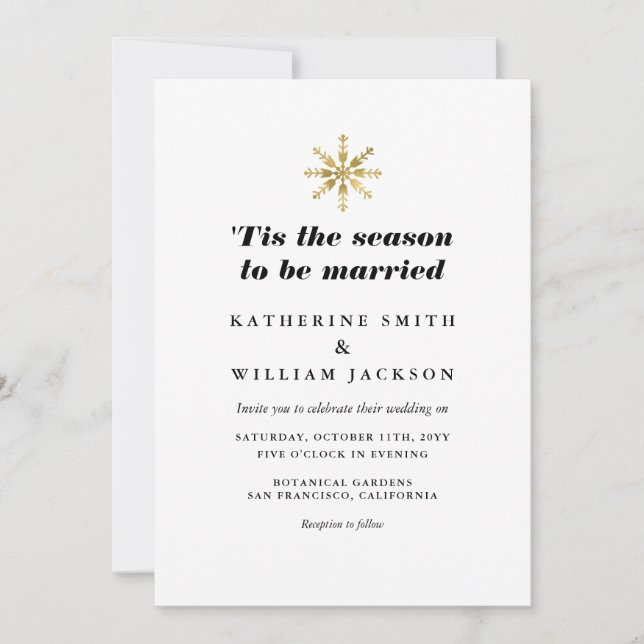 'Tis the Season to be Married Elegant Wedding Invitation (Front)