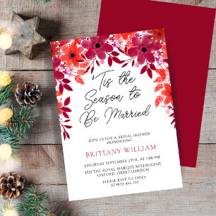 'Tis the Season to Be Married Floral Bridal Shower Invitation