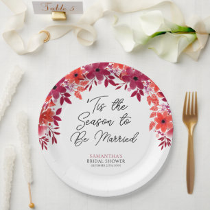 'Tis the Season to Be Married Floral Bridal Shower Paper Plates