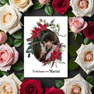 Tis the Season to be Married Floral Photo Wedding Invitation