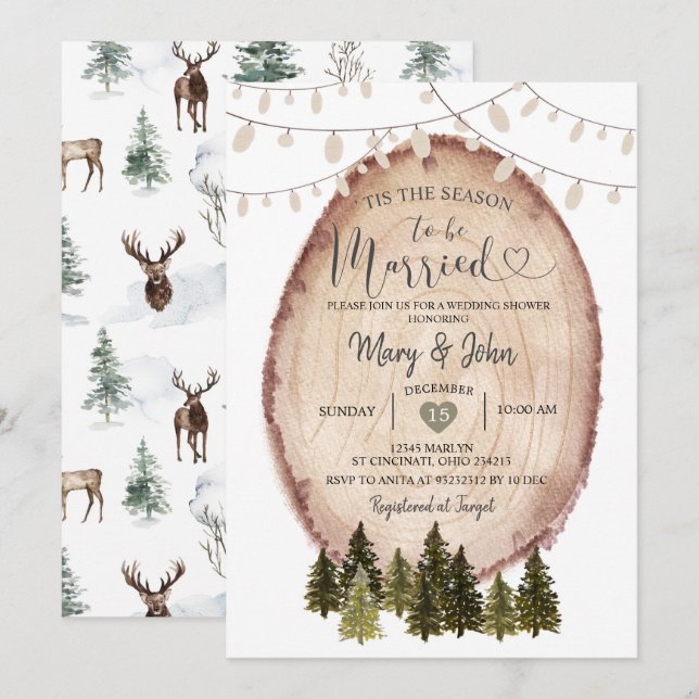 Tis the season to be married Forest Wedding Invitation (Front/Back)
